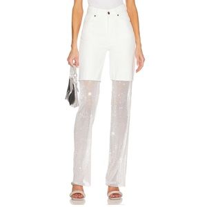 Santa Brands white sparkle straight jeans - crystal rhinestones & denim